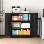 Metal Storage Cabinet, Locking Storage Cabinet with Adjustable Shelves, 36.2" H Steel Cabinet for Garage, Home, Office, Utility Room-Black