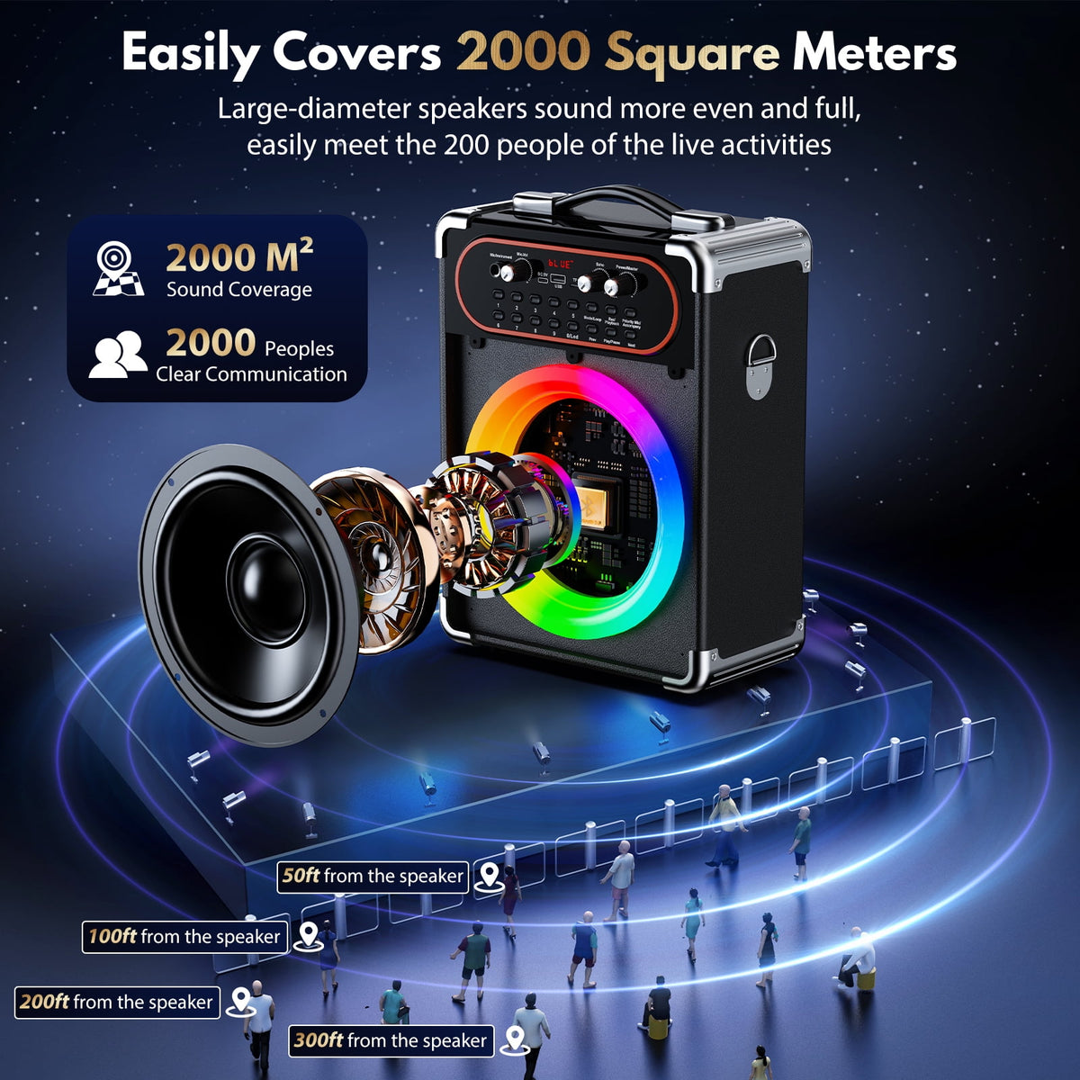 JYX Karaoke Machine for Adults, Home Karaoke Speaker System with 2 Microphones, Portable Bluetooth Speaker with DJ Lights, Reverb Adjustment, S68