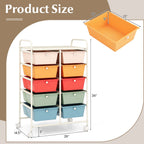 Costway 10-Drawer Storage Cart Utility Rolling Trolley Kitchen Office Organizer Macaron