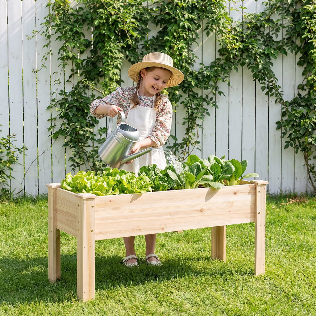 Costway Raised Garden Bed Elevated Planter Box Wood for Vegetable Flower Herb