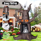GOOSH Halloween Inflatables 9 FT Animated Halloween Tree Inflatables with Built-in LED lights, Scary Spooky Tree Inflatable with White Ghost, Outdoor Halloween Decorations for Halloween Holiday Party