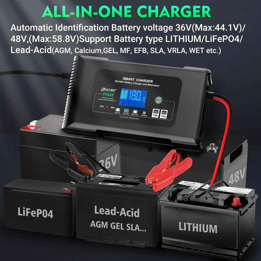 36V 18-Amp And 48V 13-Amp Smart Golf Cart Battery Charger
