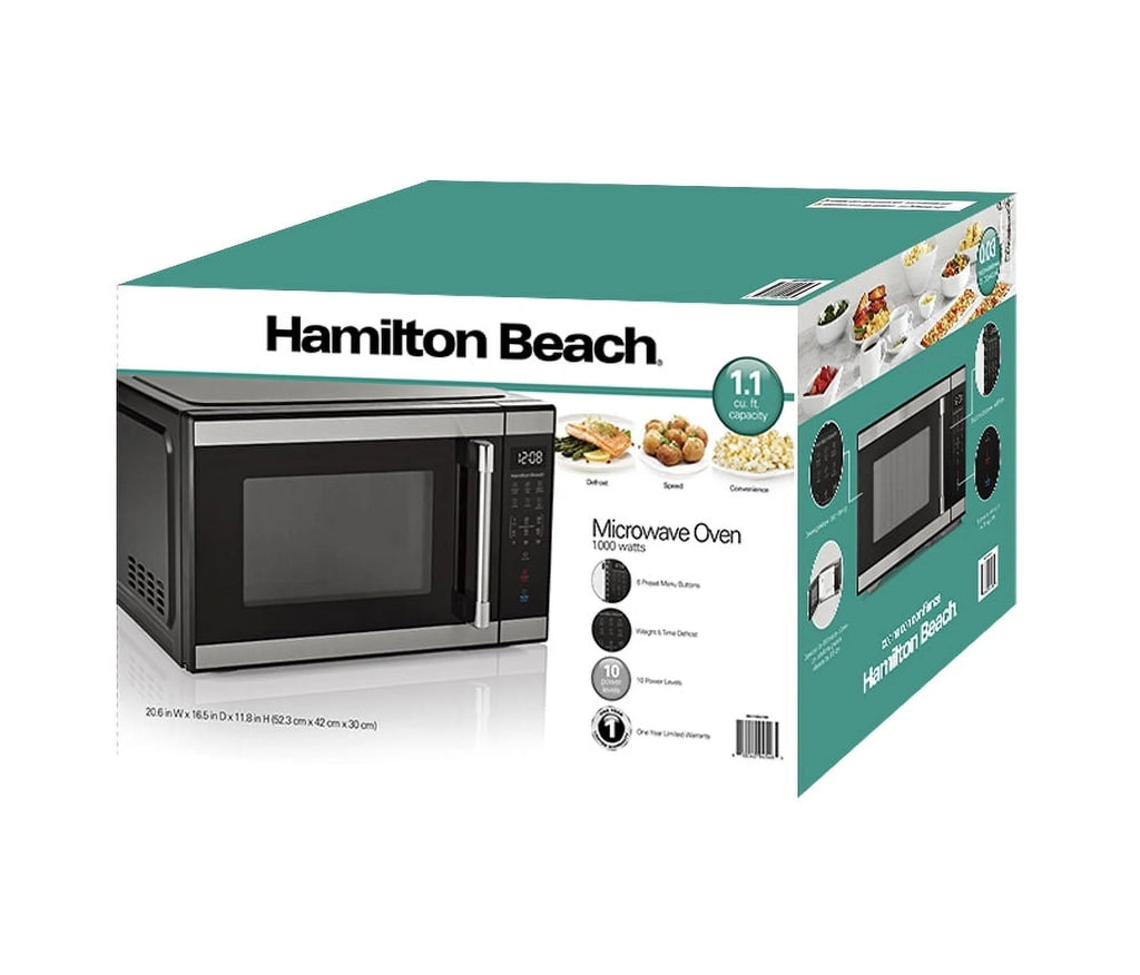 Hamilton Beach Countertop Microwave Oven 1.1 cu. ft. 1000 Watts White Stainless Steel - HB61W100027880