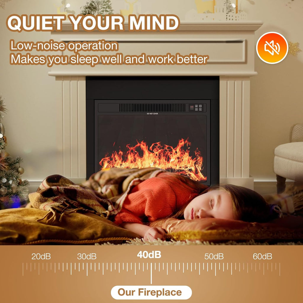 Electric Fireplace With Mantel, 43in Freestanding Heater TV Stand With 23in Insert, White
