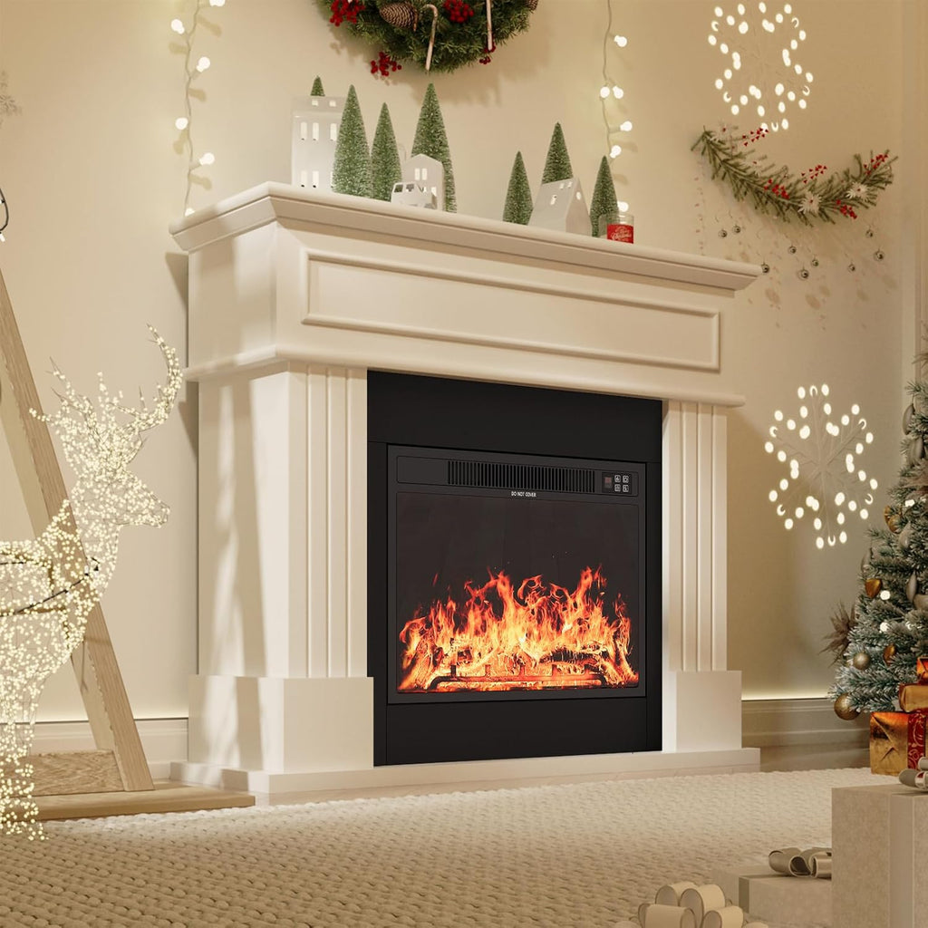 Electric Fireplace With Mantel, 43in Freestanding Heater TV Stand With 23in Insert, White