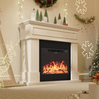 Electric Fireplace With Mantel, 43in Freestanding Heater TV Stand With 23in Insert, White
