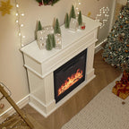 Electric Fireplace With Mantel, 43in Freestanding Heater TV Stand With 23in Insert, White