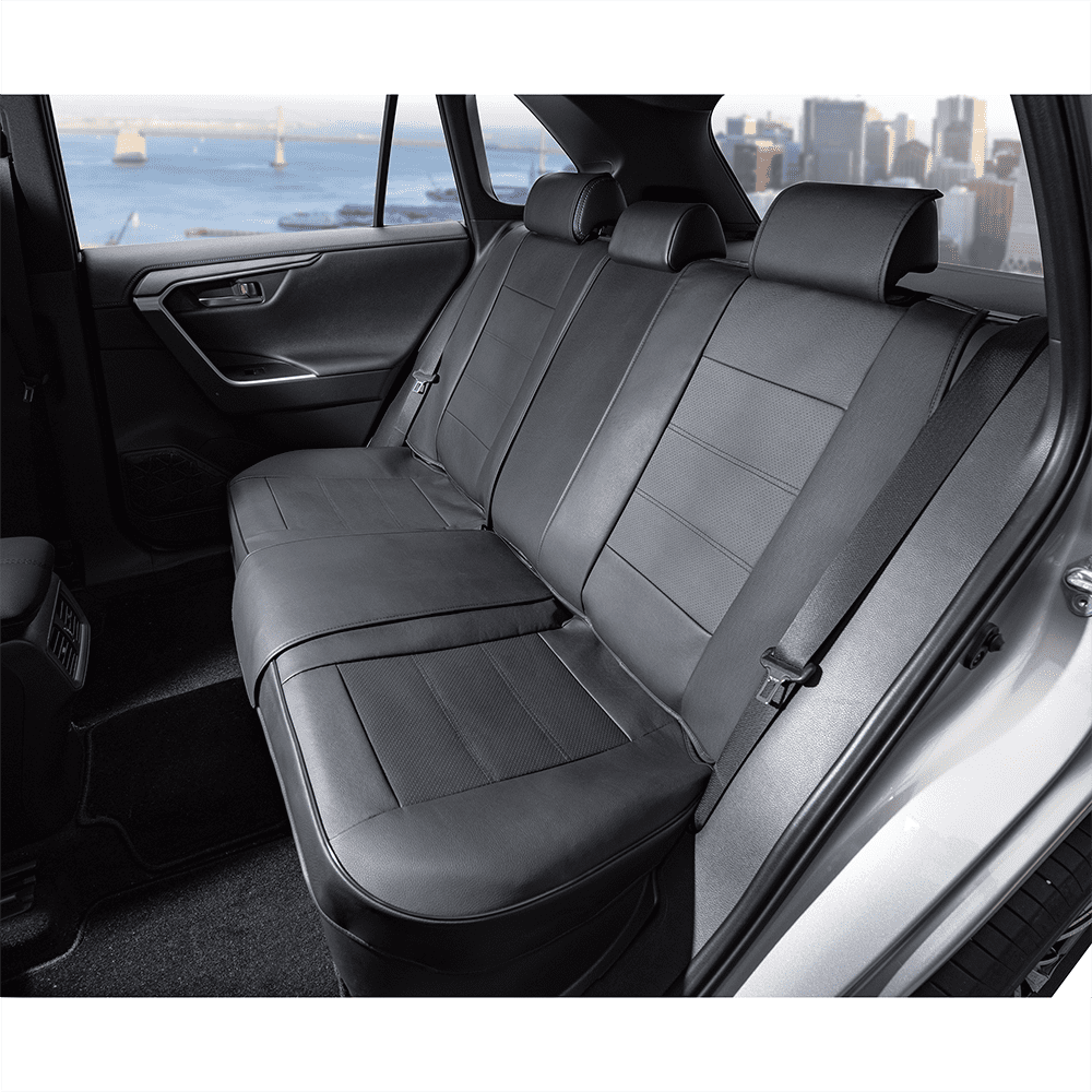 Auto Drive Faux Leather Rear Bench Seat Cover, Black, Universal Fit