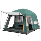 KFeng 12 Person Camping Tent, 2 Rooms, 3 Mesh Doors, 3 Mesh Windows, Brown