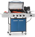 Captiva Designs 4-Burner Propane Gas Grill With Side Burner, 42,000 BTU, Silver - GR001