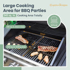 Captiva Designs 4-Burner Propane Gas Grill With Side Burner, 42,000 BTU, Silver - GR001