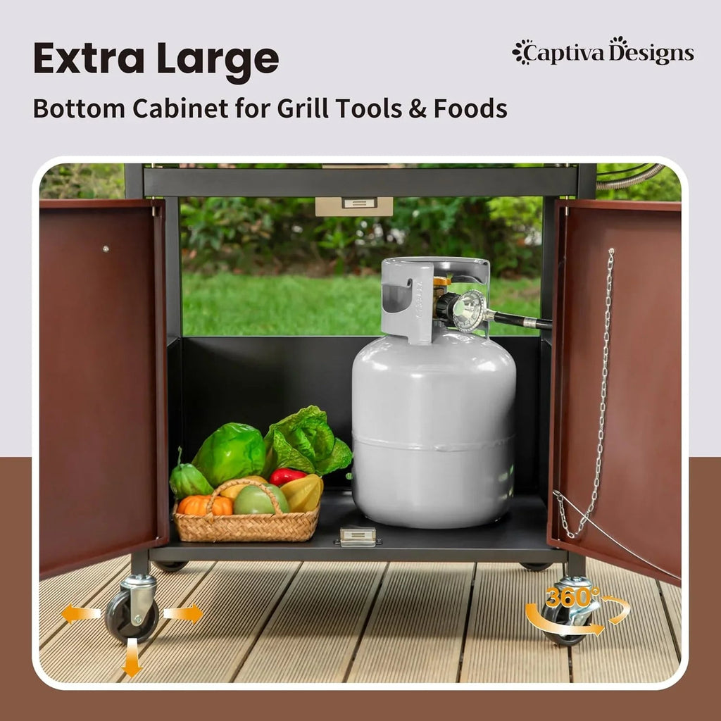 Captiva Designs 4-Burner Propane Gas Grill With Side Burner, 42,000 BTU, Silver - GR001