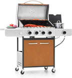 Captiva Designs 4-Burner Propane Gas Grill With Side Burner, 42,000 BTU, Silver - GR001