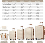 6-Piece Cream ABS Hardshell Luggage Set With 18in, 20in, 24in, 28in Expandable Spinner Suitcases, TSA Locks, Duffel Bag And Toiletry Kit