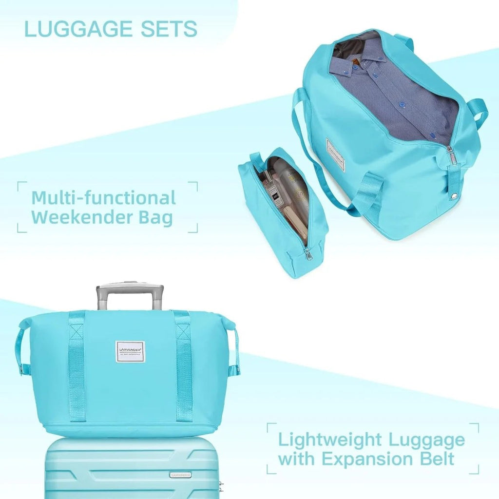 6-Piece Cream ABS Hardshell Luggage Set With 18in, 20in, 24in, 28in Expandable Spinner Suitcases, TSA Locks, Duffel Bag And Toiletry Kit