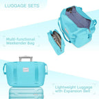 6-Piece Cream ABS Hardshell Luggage Set With 18in, 20in, 24in, 28in Expandable Spinner Suitcases, TSA Locks, Duffel Bag And Toiletry Kit