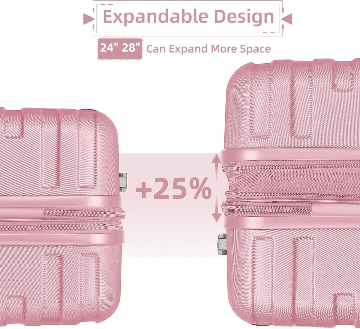6-Piece Cream ABS Hardshell Luggage Set With 18in, 20in, 24in, 28in Expandable Spinner Suitcases, TSA Locks, Duffel Bag And Toiletry Kit