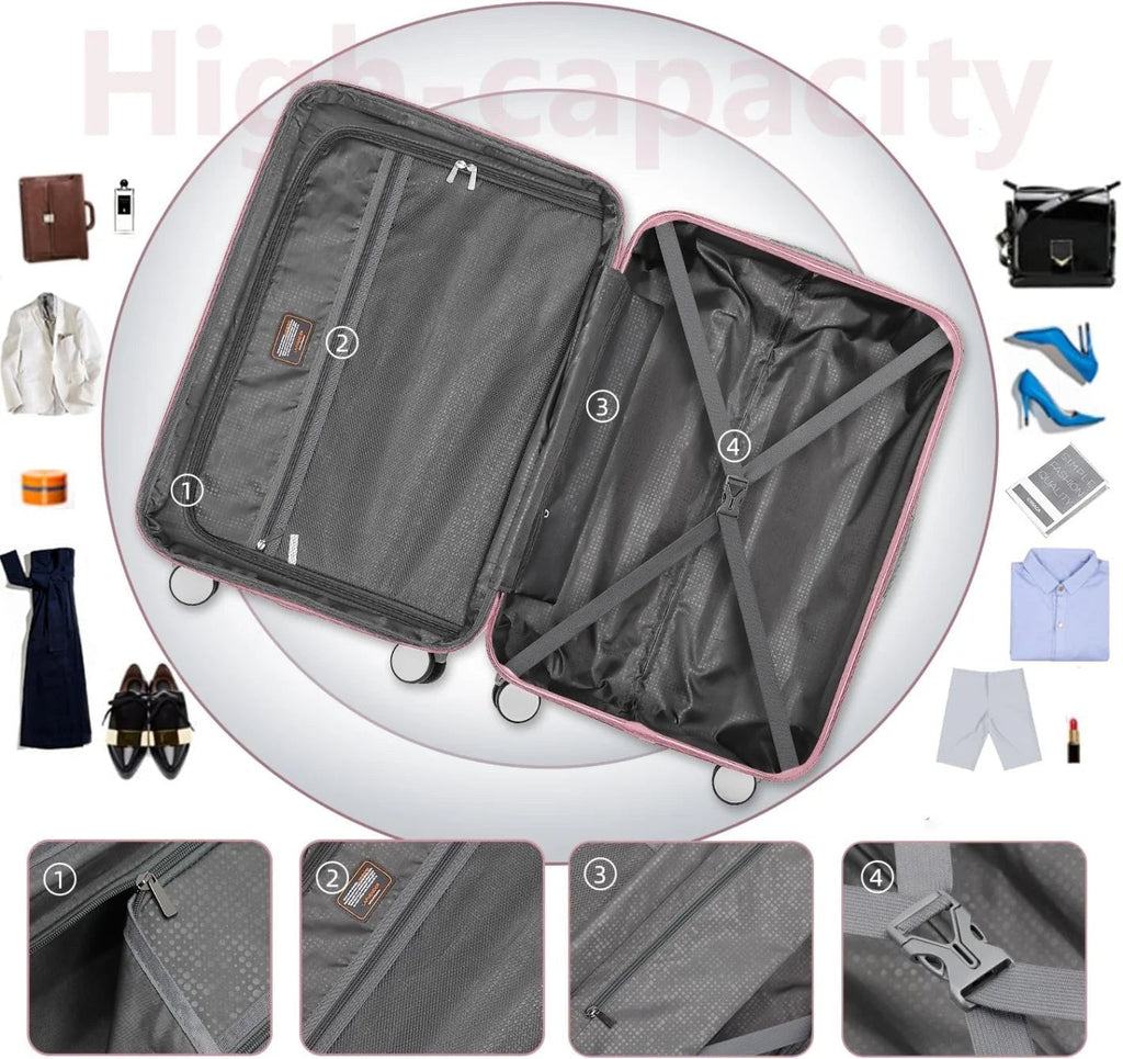 6-Piece Cream ABS Hardshell Luggage Set With 18in, 20in, 24in, 28in Expandable Spinner Suitcases, TSA Locks, Duffel Bag And Toiletry Kit