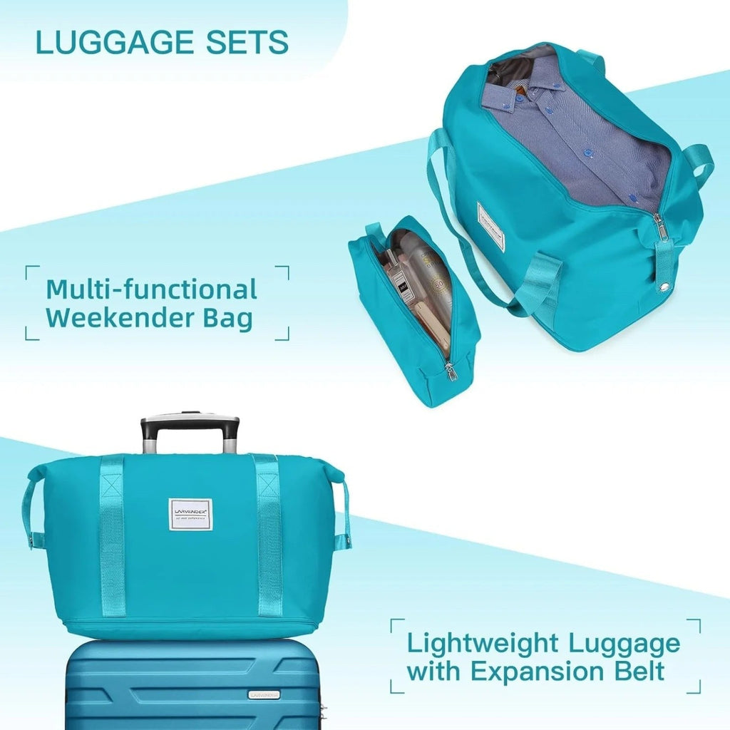 6-Piece Cream ABS Hardshell Luggage Set With 18in, 20in, 24in, 28in Expandable Spinner Suitcases, TSA Locks, Duffel Bag And Toiletry Kit