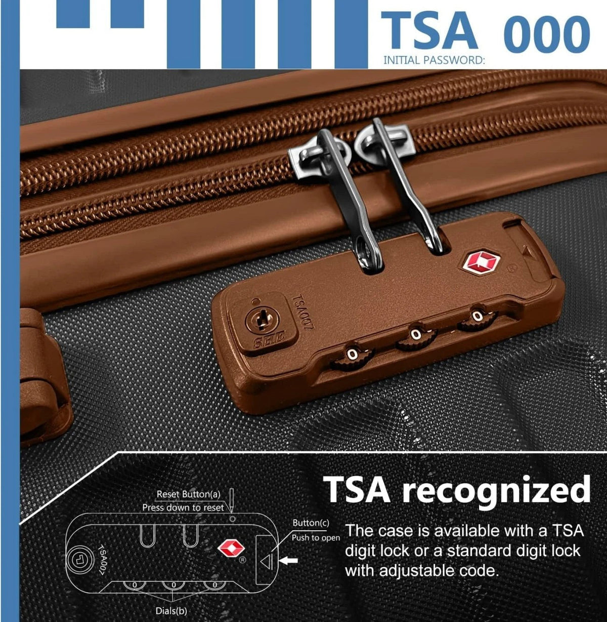 6-Piece Cream ABS Hardshell Luggage Set With 18in, 20in, 24in, 28in Expandable Spinner Suitcases, TSA Locks, Duffel Bag And Toiletry Kit