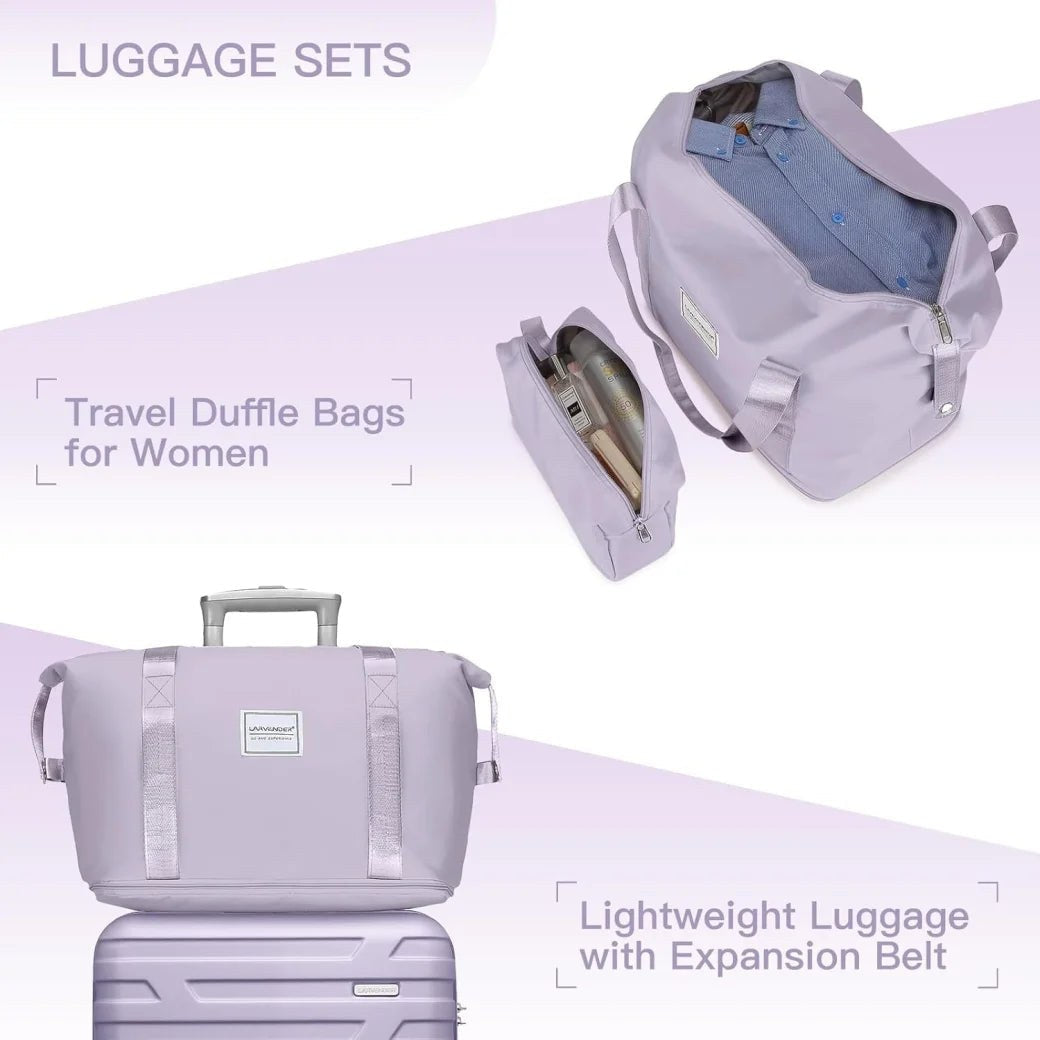 6-Piece Cream ABS Hardshell Luggage Set With 18in, 20in, 24in, 28in Expandable Spinner Suitcases, TSA Locks, Duffel Bag And Toiletry Kit