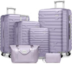6-Piece Cream ABS Hardshell Luggage Set With 18in, 20in, 24in, 28in Expandable Spinner Suitcases, TSA Locks, Duffel Bag And Toiletry Kit