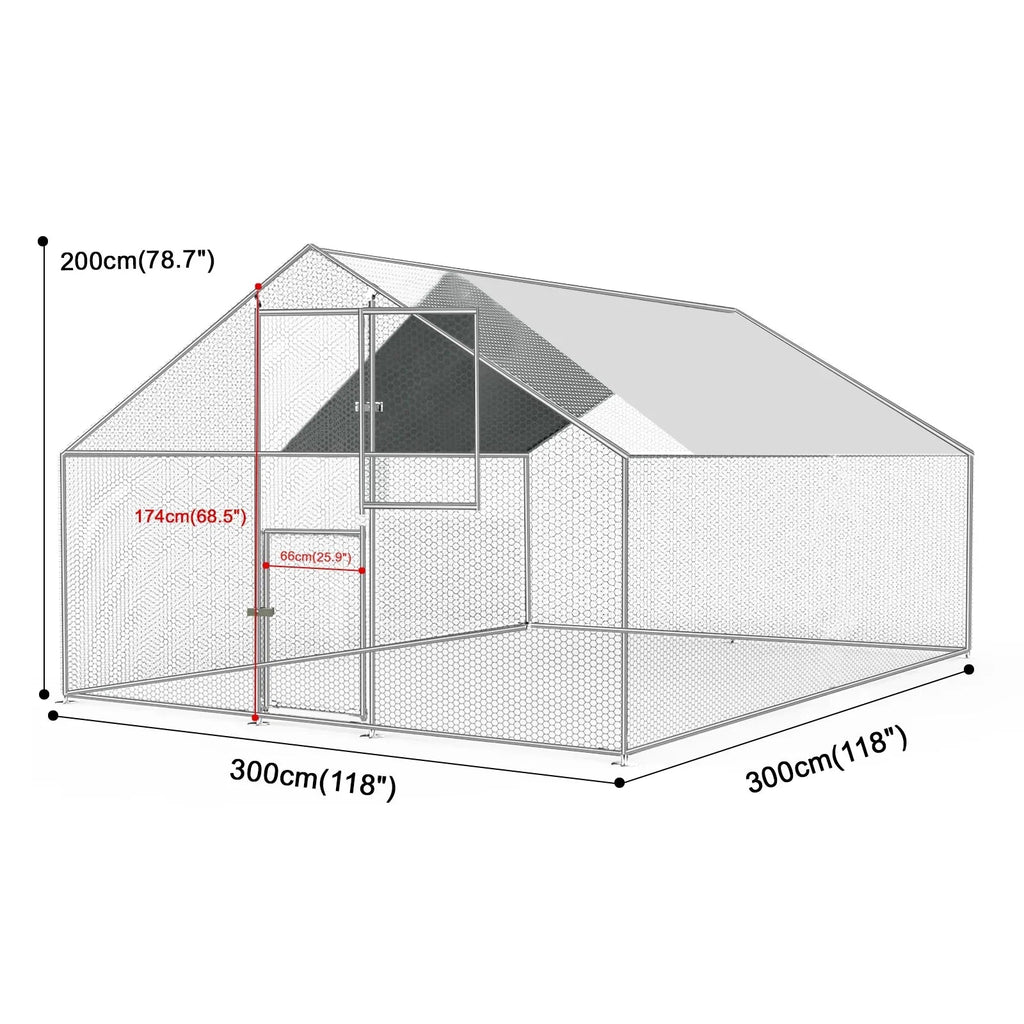 Kkonetoy Metal Chicken Coop 10 X 10 X 6.6ft With Waterproof Cover