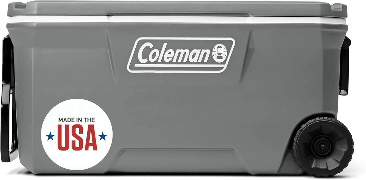 Coleman Classic Series Insulated Wheeled Cooler, 100-Quart, Rock Grey - Wheeled