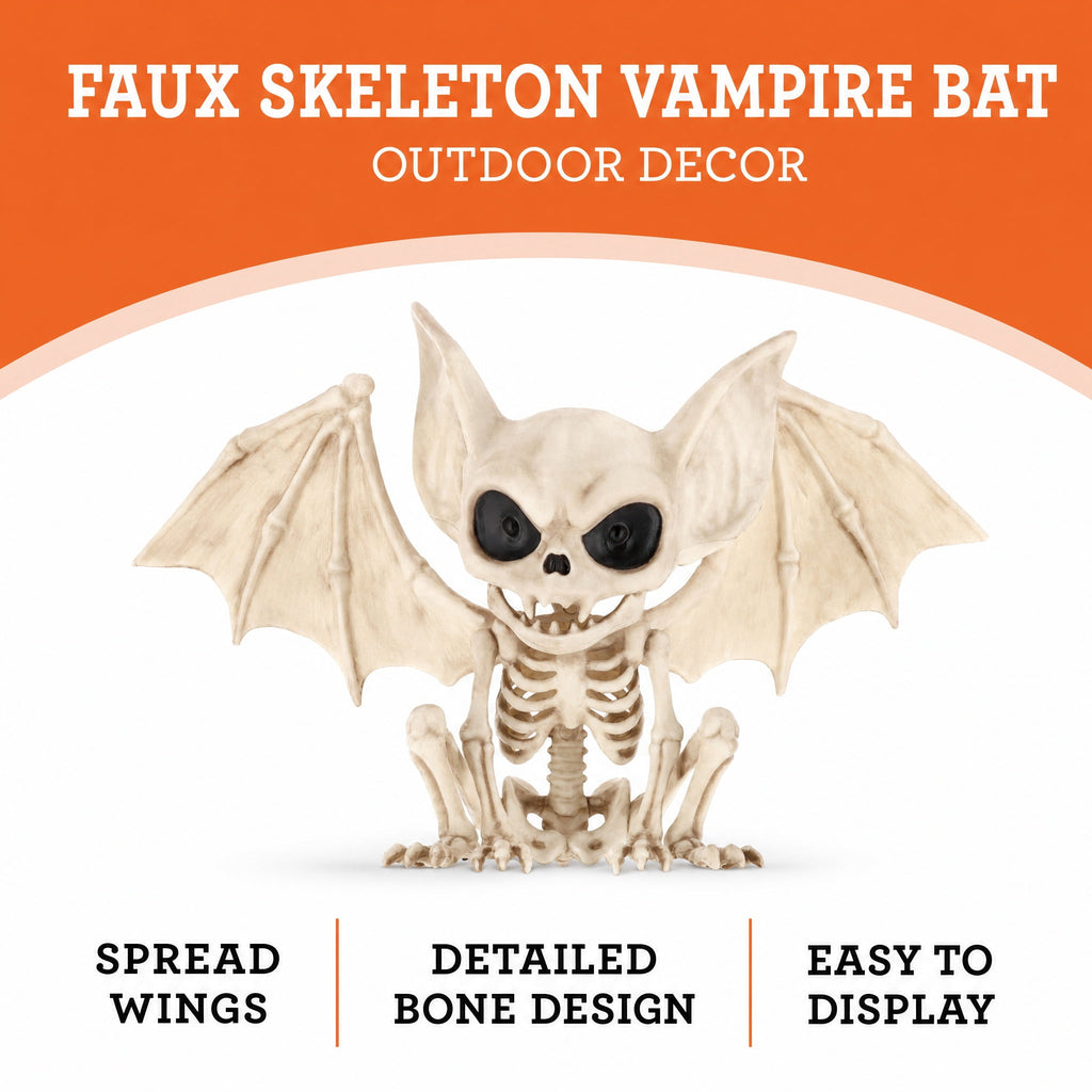 Faux Skeleton Vampire Bat Decoration, 4.6", Halloween by Way To Celebrate