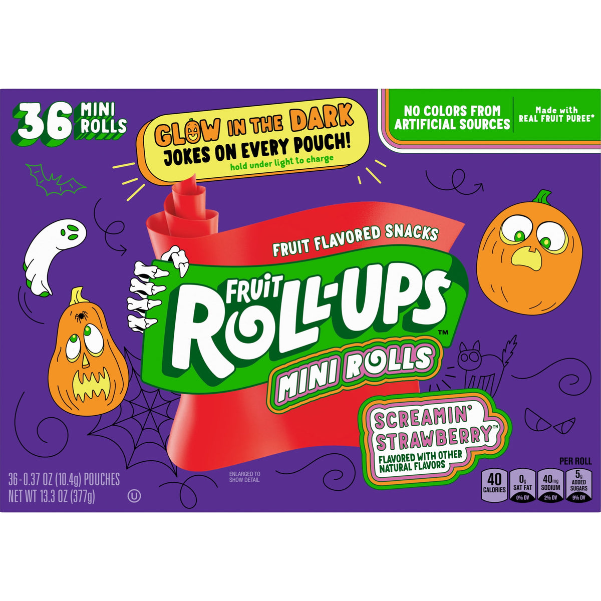 Fruit Roll-Ups Mini Rolls, Screamin' Strawberry Fruit Flavored Snacks, 36 Count, 13.3 oz