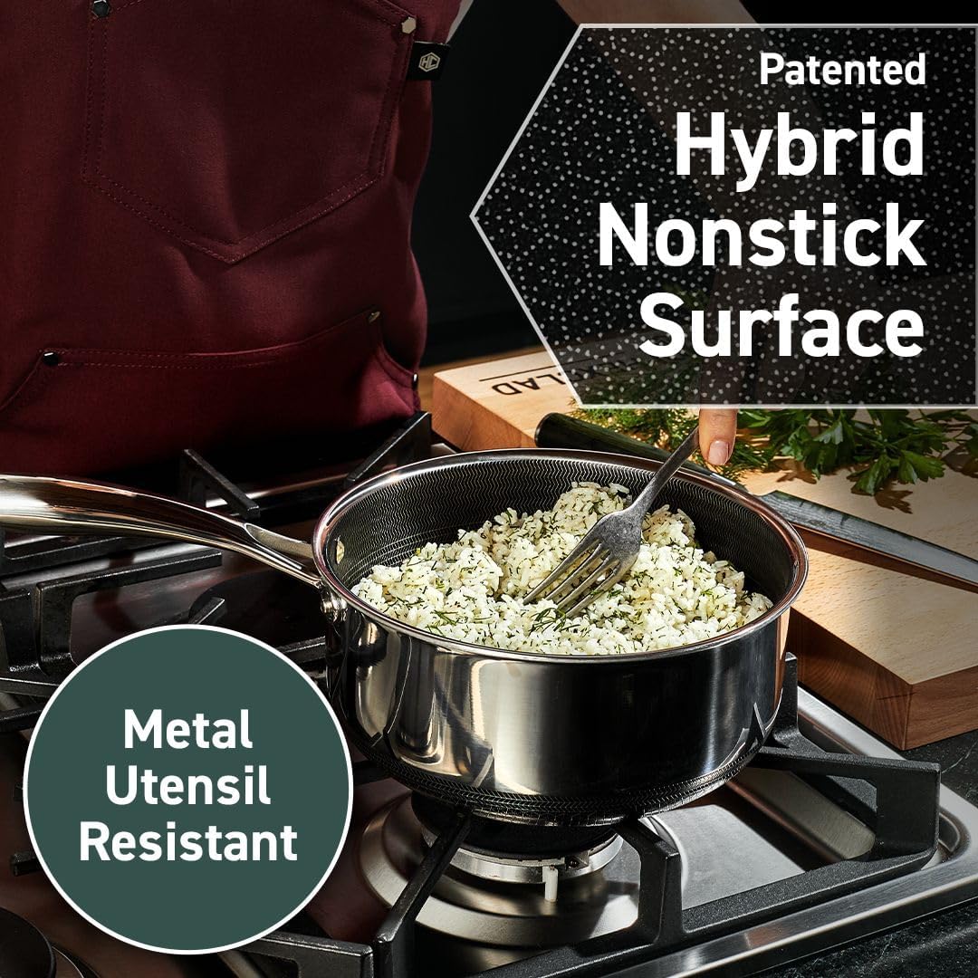 HexClad Hybrid Nonstick 6-Piece Pot Set With 2, 3, And 8-Quart Pots And 2 Silicone Trivets