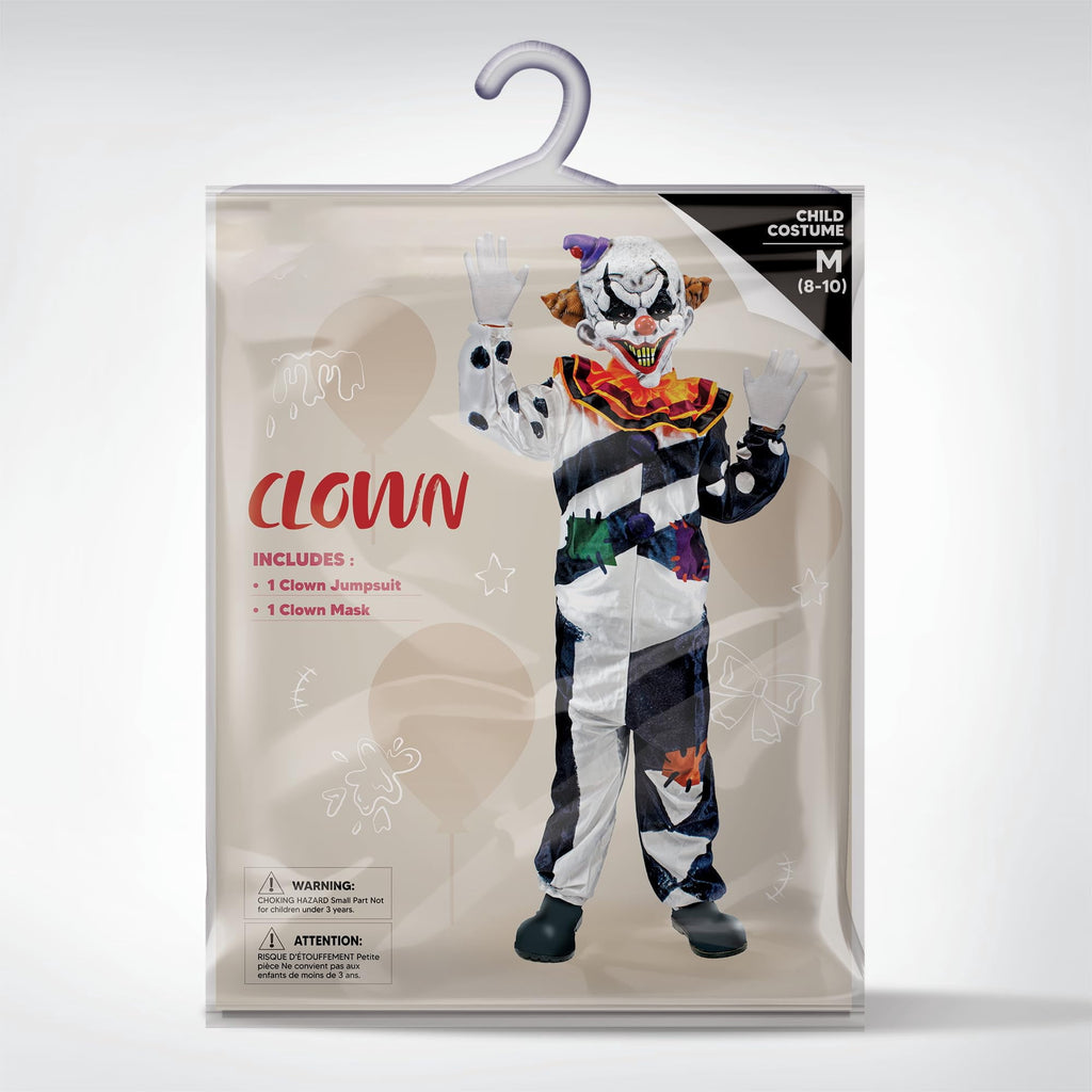 Joyfy Scary Clown Costume for Kids, Clown Halloween Outfit Set Fancy Dress Cosplay