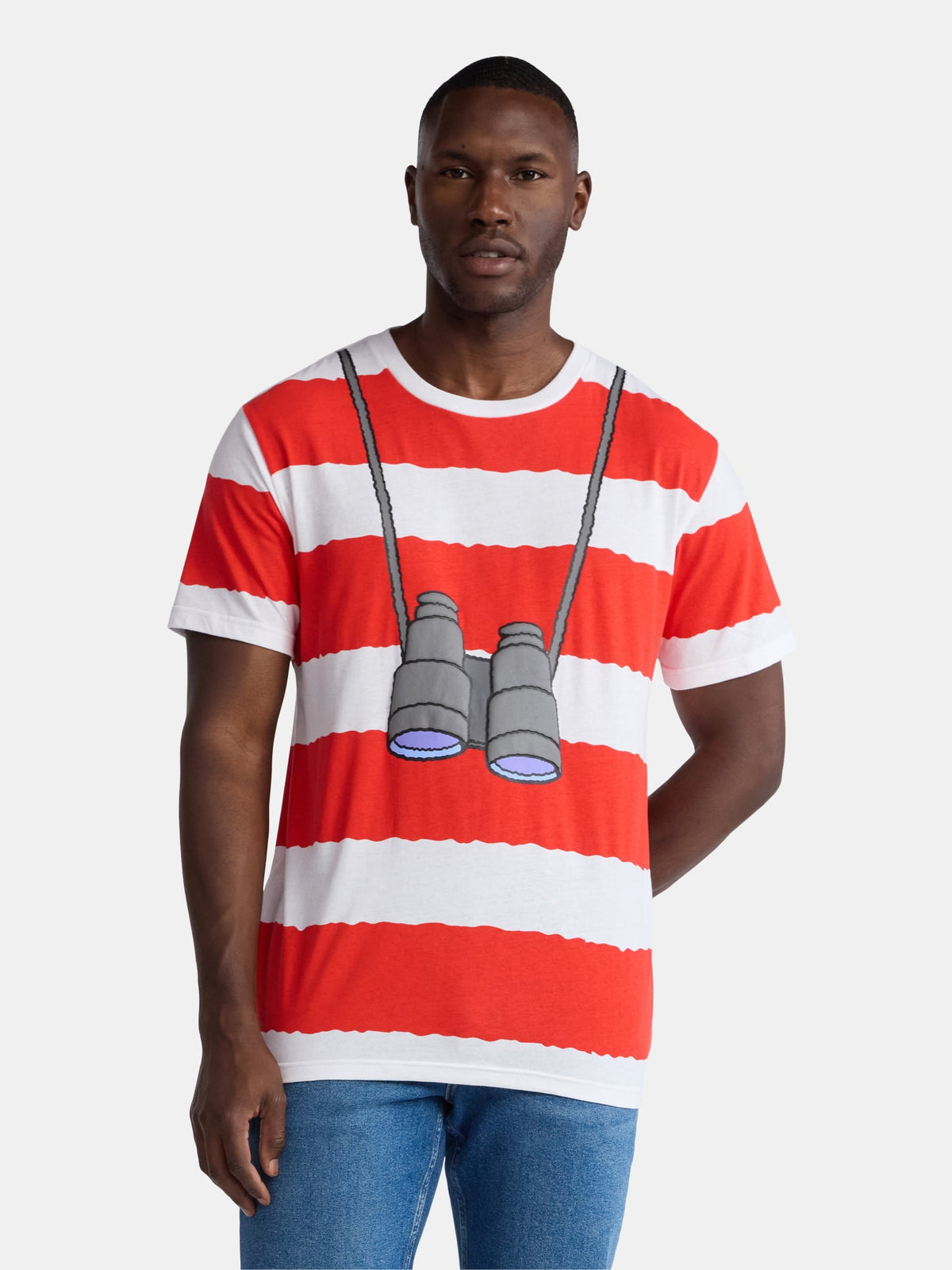 Where's Waldo, Men's & Big Men's Graphic Halloween Cosplay T-Shirt and Matching Character Beanie