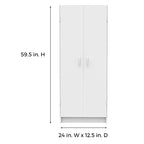 ClosetMaid Pantry Cabinet With 2 Doors, 4 Interior Shelves, 59.5 in H x 12.5 in D x 24 in W
