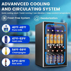 Electactic 3.2 Cu Ft 130 Can Beverage Refrigerator Cooler, Black, 19.29 x 17.32 x 30.79 inches - JC-90