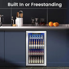 Electactic 3.2 Cu Ft 130 Can Beverage Refrigerator Cooler, Black, 19.29 x 17.32 x 30.79 inches - JC-90