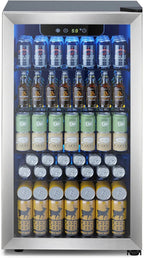 Electactic 3.2 Cu Ft 130 Can Beverage Refrigerator Cooler, Black, 19.29 x 17.32 x 30.79 inches - JC-90