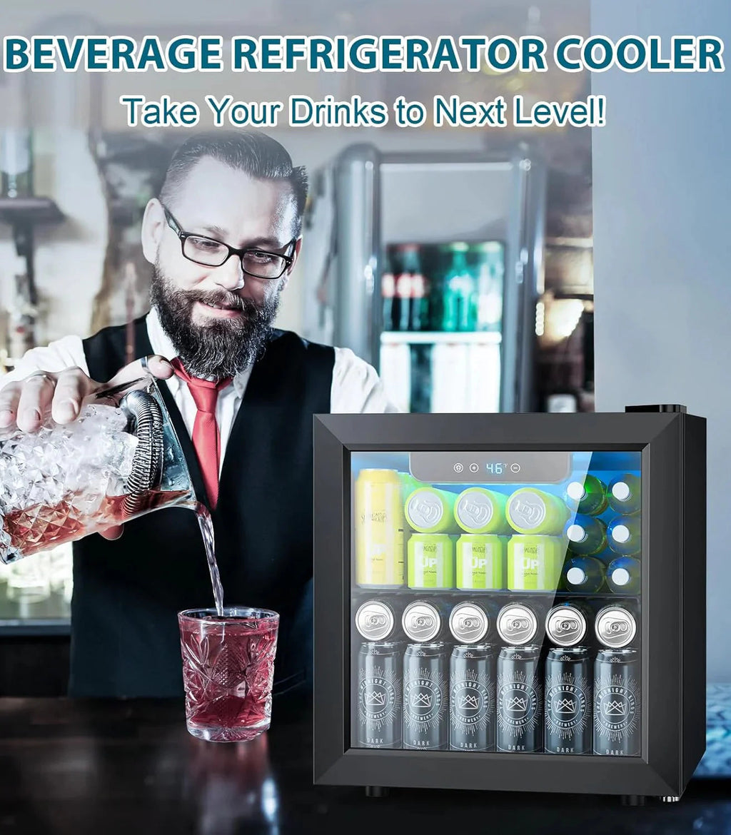 Electactic 3.2 Cu Ft 130 Can Beverage Refrigerator Cooler, Black, 19.29 x 17.32 x 30.79 inches - JC-90
