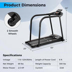 Walking Treadmill For Seniors With Long Handrails, 2.5 HP, 300 lbs Capacity, Black