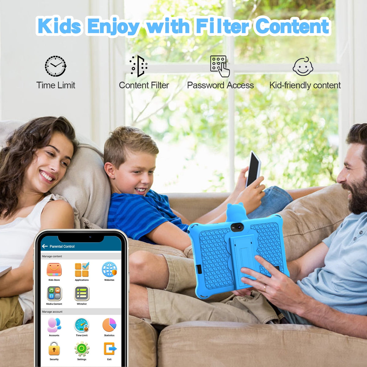 Kids Tablet 7 inch 32GB WiFi Android 13 Tablet For Kids| Bluetooth | Parental Control | Pre-Installed Learning Tablet Apps for Toddlers Children
