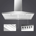 30 Inch Wall Mount Stainless Steel Range Hood With LED Light