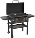 BLACKSTONE Original 28 inch Griddle With Integrated Protective Hood And Counter Height Side Shelves, Powder Coated Steel, Black - 1883