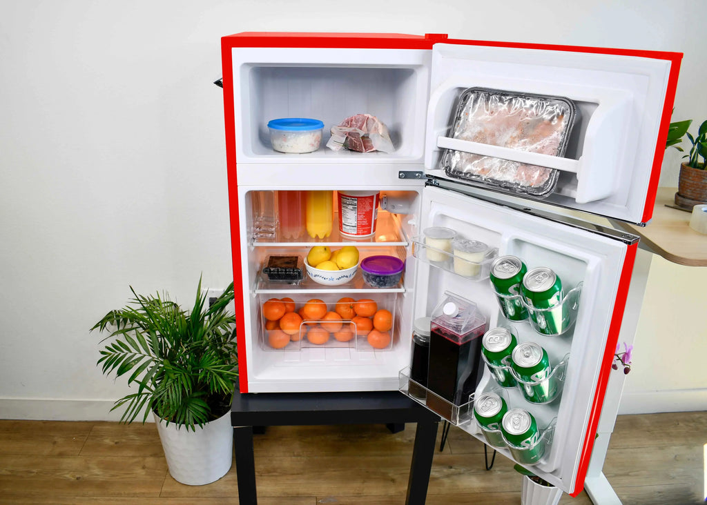 Frigidaire Retro Two-Door Compact Refrigerator With Freezer, 3.1 Cu. Ft., Red