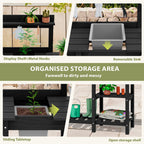 SERWALL Potting Bench Outdoor Potting Table with Sink, HDPE Material All Weather Use- Black
