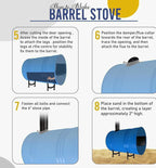 Sonret Barrel Wood Stove Kit for 30-55 Gallon Drums - Kit C