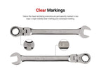 TEKTON Flex Head 12-Point Ratcheting Combination Wrench Set, 14-Piece (6-19 mm) - WRC95302