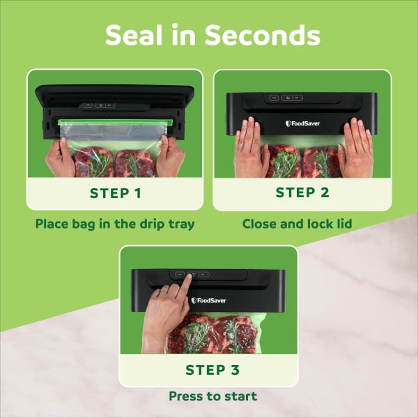 FoodSaver Seal & Save Vacuum Sealer Machine, Starter Kit with Bags, Compact Food Vacuum Sealer for Pantry, Freezer, Meal Prep & Sous Vide, Pulse