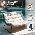 Crestlive Products Patio Loveseat With Cushions, Beige, 53 in x 36 in x 30 in, 350 Pounds Capacity
