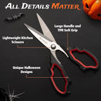 Astercook Halloween Kitchen Scissors, Gothic Skull Heavy Duty Shears for Cooking, Poultry, Herbs – Spooky Pumpkin Design, Dishwasher Safe