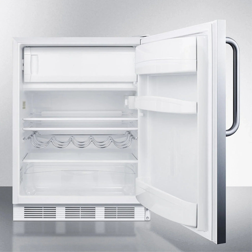ADA Compliant Built-In Undercounter Refrigerator-Freezer, 5.1 cu.ft., 24 in, Stainless Steel Door